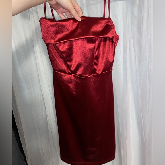 Red Hot Satin Mini Dress - Picture 4 of 4